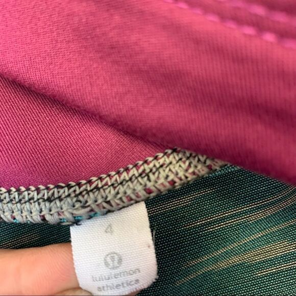 LULULEMON Teal Aquamarine With Purple Leggings Size 4 - Picture 3 of 8